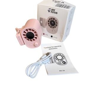 Umbrella Fan Pink Portable USB Rechargeable Clip-On Pink Travel Rain Summer